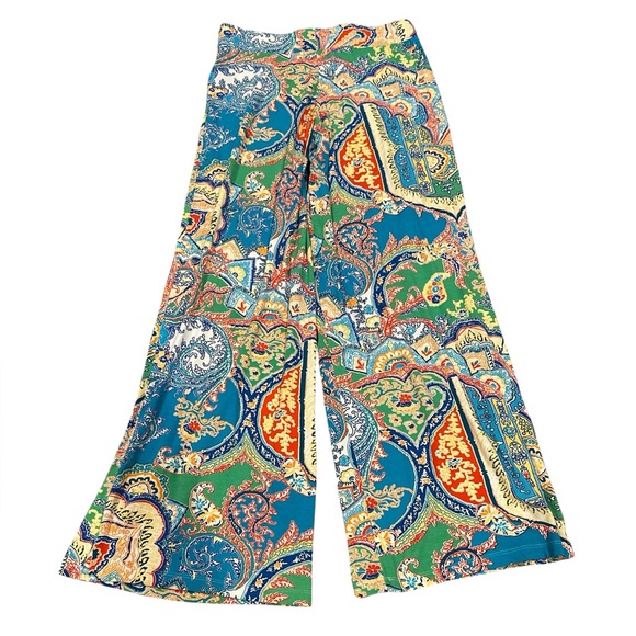 LAUREN RALPH LAUREN PULLON Colorful Paisley Wide-Leg Pants S - Picture 4 of 11
